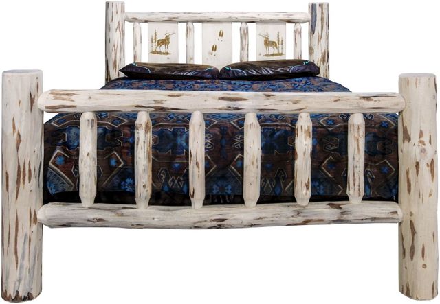 Montana Woodworks® Montana Collection Clear Lacquer Full Bed with Laser Engraved Bronc Design-1