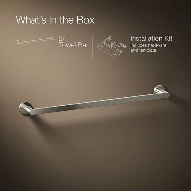 KOHLER® Composed® Vibrant Polished Nickel 24" Towel Bar-3