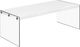 Monarch Specialties Inc. Glossy White Coffee Table with Tempered Glass Frame -0