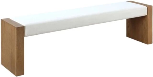 Modus Furniture One Bisque/White Slab Leg Upholstered Dining Bench-0