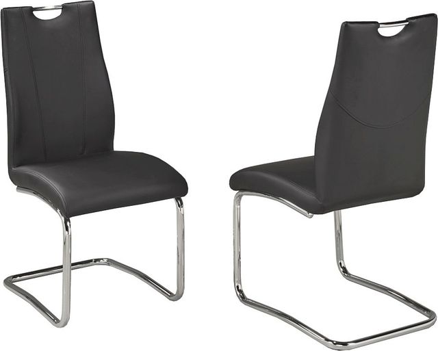 Brassex Inc. Popper 2-Piece Black/Chrome Dining Chair Set-2