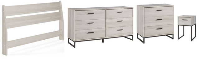 Signature Design by Ashley® Socalle 4-Piece Light Natural Queen Panel Headboard Bed Set-0