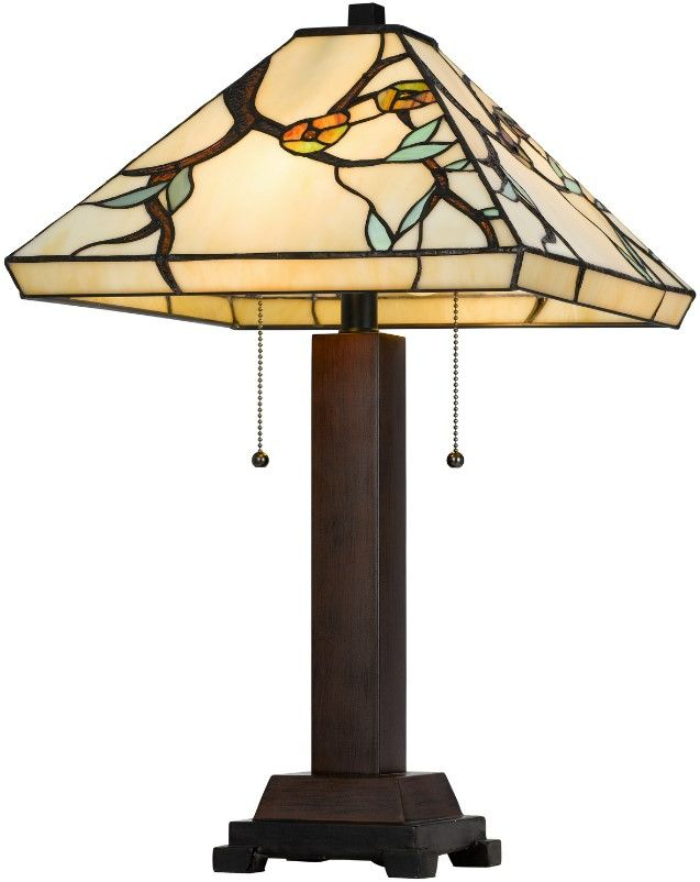 Cal® Lighting & Accessories Tiffany Dark Bronze/Wood Table Lamp-1