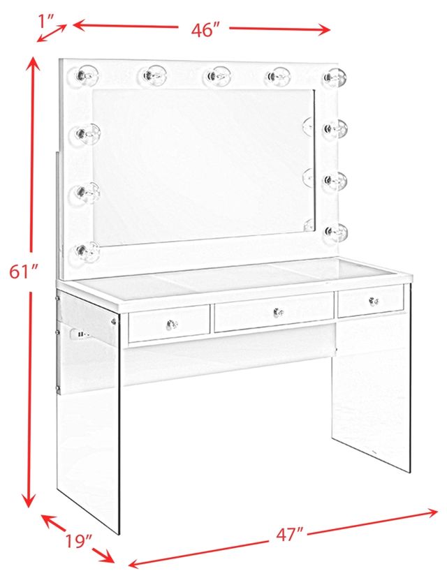 Elements International Jacey White Vanity Table-2