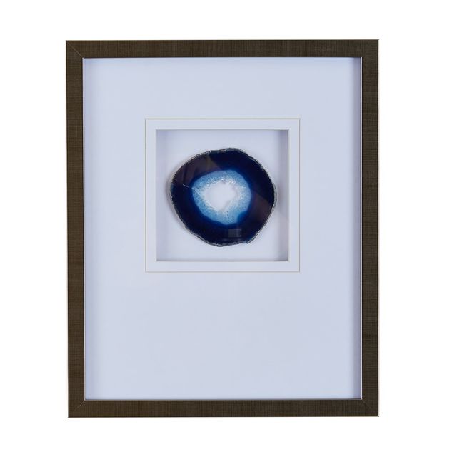 Olliix by Madison Park Natural Agate Blue 100% Real Stone Framed Graphic-0