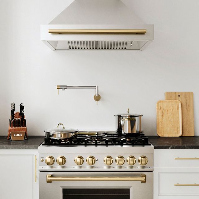 ZLINE Autograph Edition Brushed Nickel/Champagne Bronze Gemini Pot Filler-3