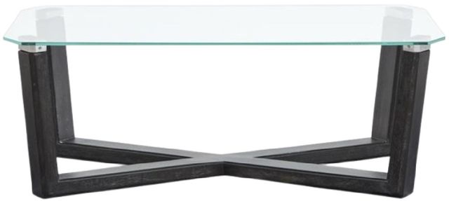 Magnussen Home® Wexler Black Truffle Cocktail Table with Clear Glass Top-2