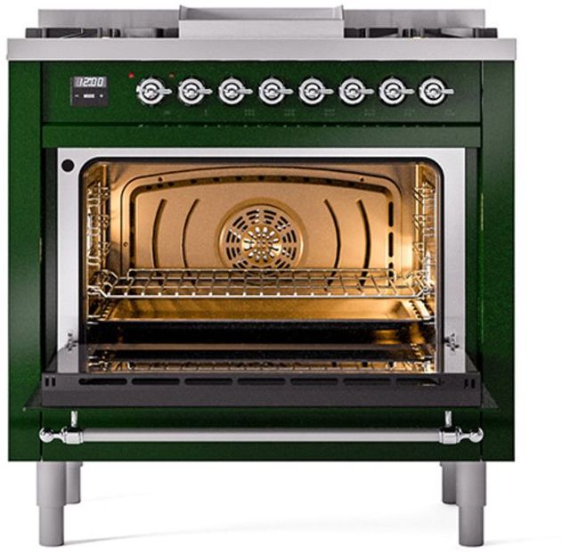 Ilve® Nostalgie II Series 36" Emerald Green Pro Style Dual Fuel Range-1