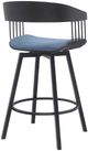 Armen Living Athena Blue/Black Swivel Bar Stool-2