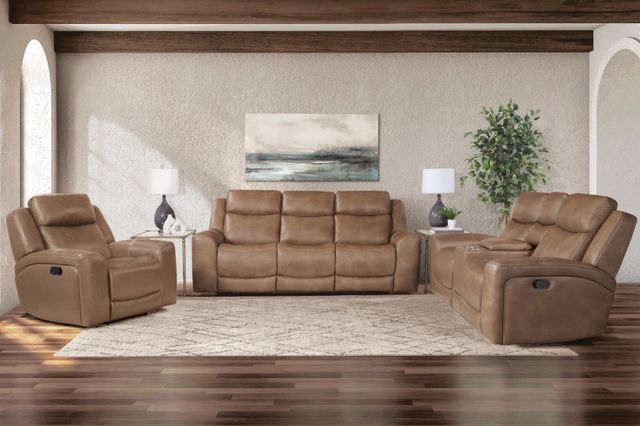 Corinthian Furniture Mocha Manual Reclining Console Loveseat-1