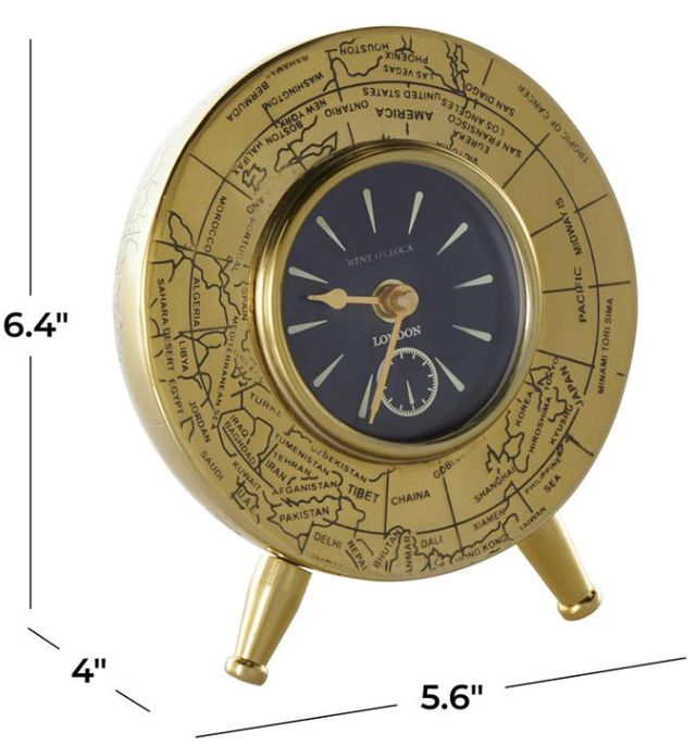 Deco Marche Gold World Map Small Dome Decorative Clock-3