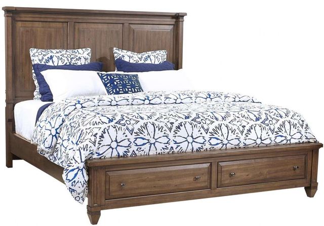 aspenhome® Thornton Sienna Queen Panel Storage Bed-0
