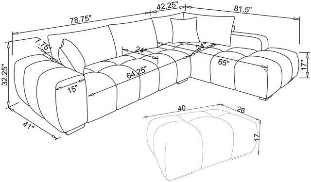 Coaster® Camacho 3-Piece Orange Sectional Sofa with Ottoman-6
