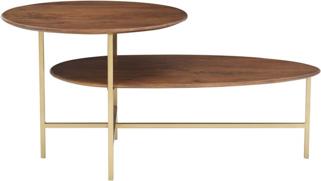 Powell® Tavin Brown Coffee Table with Gold Base-4
