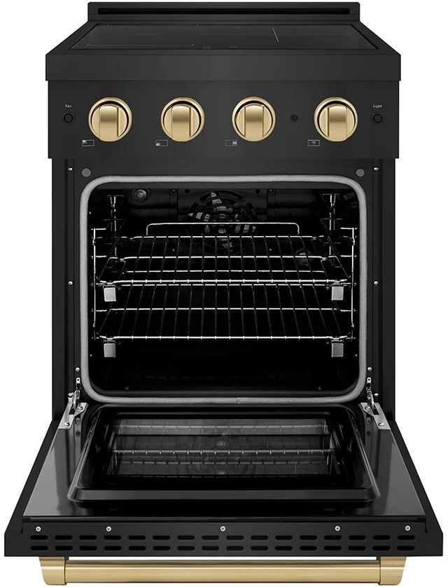 ZLINE Autograph Edition Paramount 24" Black Stainless Steel Pro Style Induction Range with Champagne Bronze Accents-1