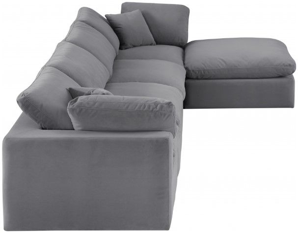 Meridian Furniture Comfy 5-Piece Gray Velvet Sofa Sectional-2