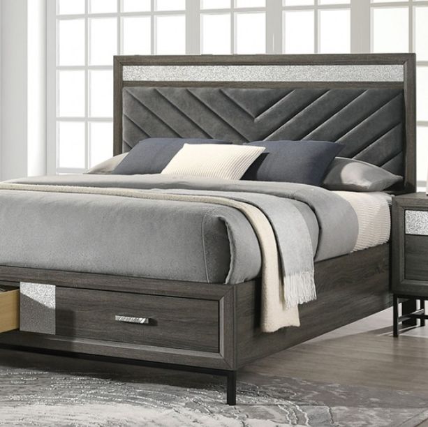 Furniture of America® Voleta 4-Piece Gray Queen Bedroom Set-1