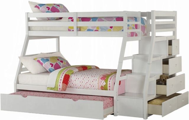 ACME Furniture Jason White Twin Over Full Bunk Bed with Trundle and Storage-2