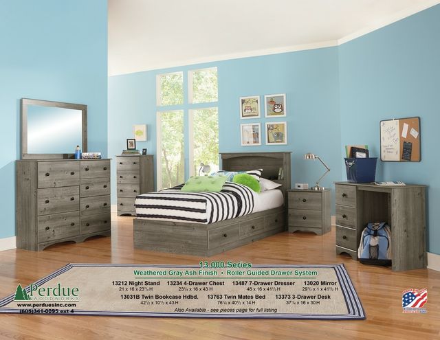 Perdue Woodworks Essential Weathered Gray Ash Twin Bookcase Headboard-3