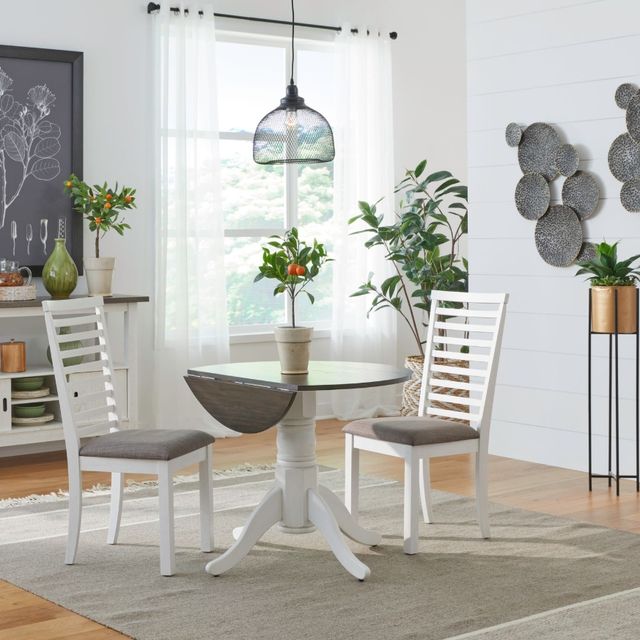 Liberty Furniture Brook Bay 3-Piece Carbon Gray/Textured White Drop Leaf Dining Set-1