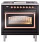 Ilve® Nostalgie II Noblesse 36'' Glossy Black Pro Style Dual Fuel Range with Copper Trim-1