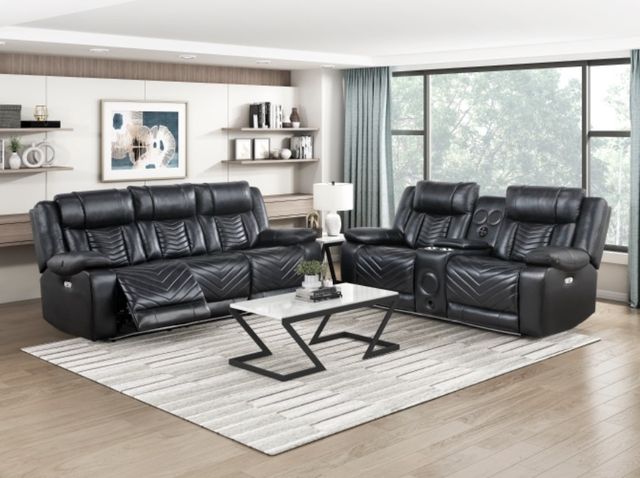 Homelegance® Huron Black Double Power Reclining Sofa-1