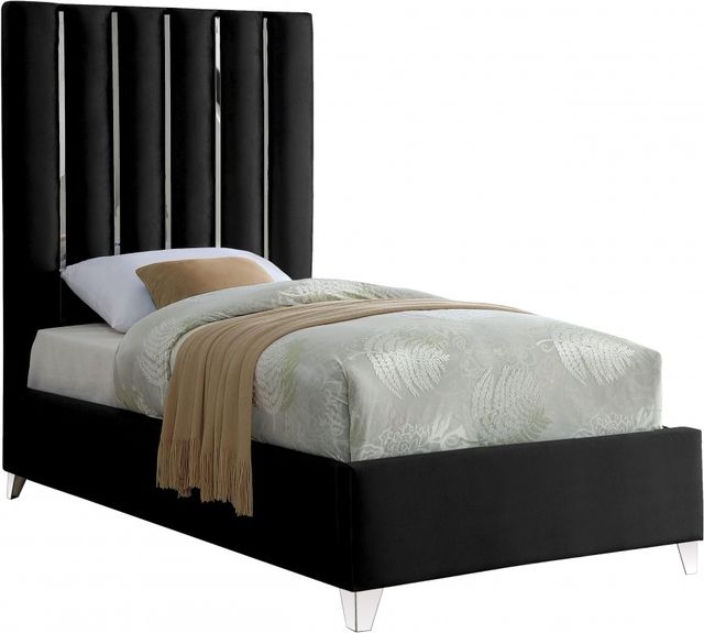 Meridian Furniture Enzo Black Velvet Twin Bed-0