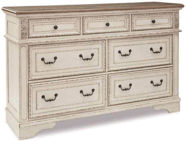 Signature Design by Ashley® Realyn 2-Piece Chipped White Queen Upholstered Bed Set-2