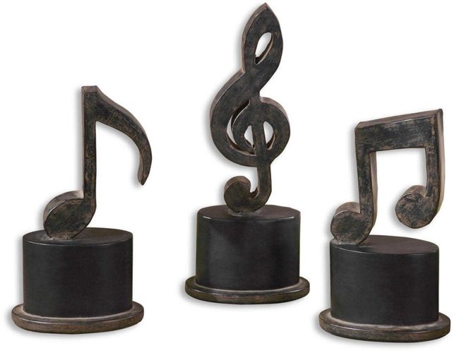 Uttermost Aged Black Music Notes Sculpture-0
