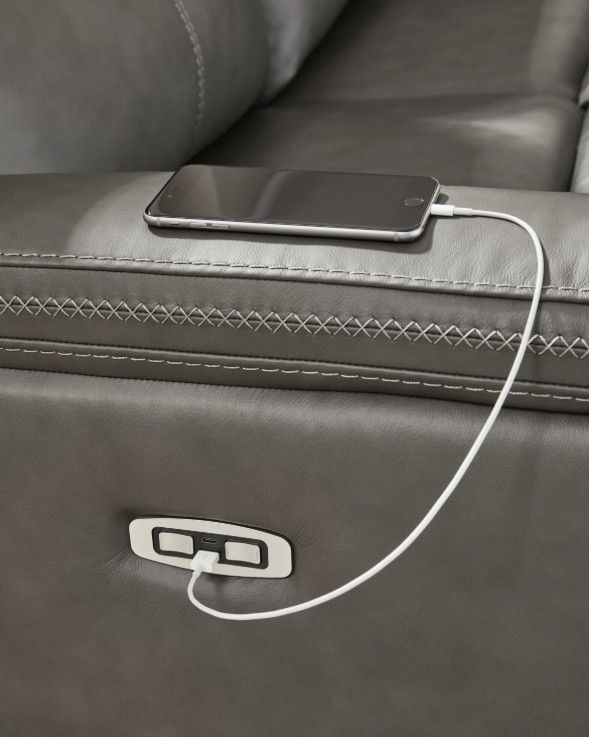 Signature Design by Ashley® Bleckley 5-Piece Anchor L-Shape Power Reclining Sectional with Adjustable Headrest-4