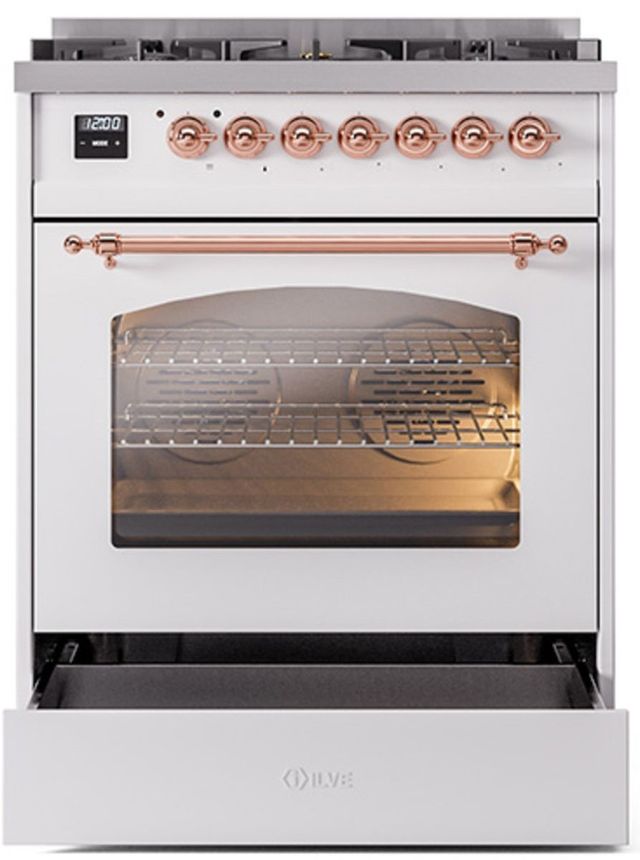 Ilve® Nostalgie II Series 30" White Pro Style Dual Fuel Range-2