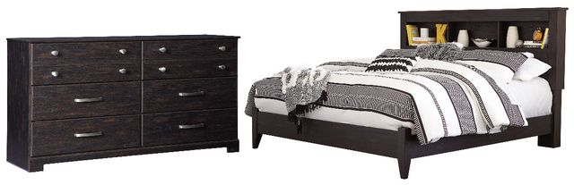 Signature Design by Ashley® Reylow 2-Piece Dark Brown King Bookcase Bed Set-0