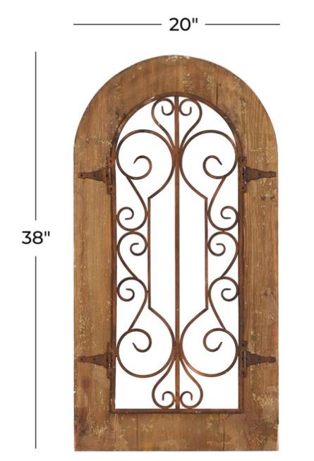 Deco Marche Scroll Arched Window Brown Wall Art Panel-3