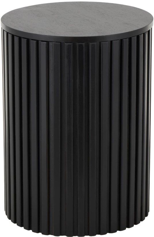Deco Marche Black Ribbed Side Table with Slatted Base-0