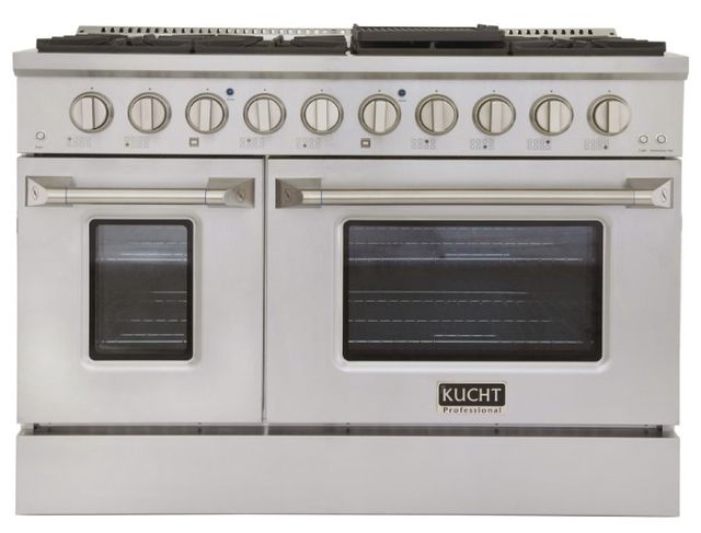 Kucht Professional KNG Series 48" Stainless Steel Pro Style Liquid Propane Gas Range with Silver Door-0