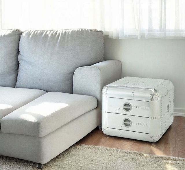 ACME Furniture Brancaster Aluminum Leather End Table -3