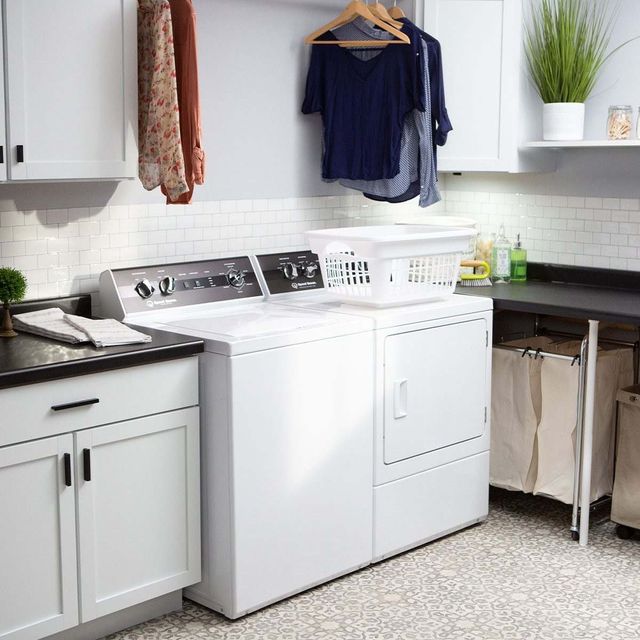 Speed Queen laundry setup in a modern room
