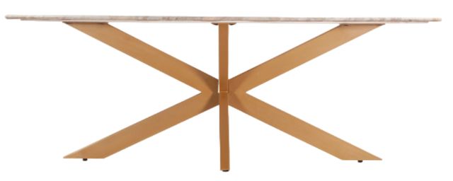Home Trends & Design Malibu White Dining Table with Antique Gold Base-1