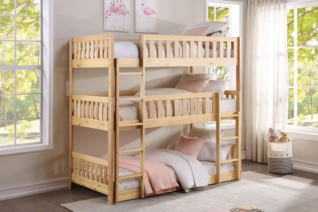 Mazin Furniture Bartly Natural Pine Twin Triple Bunk Bed-2