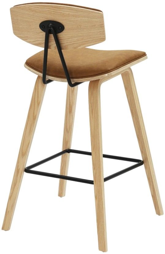 Armen Living Fox 2-Piece Camel/Oak Counter Stool Set-3