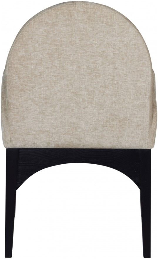 Meridian Furniture Waldorf Beige/Black Chenille Upholstered Dining Arm Chair-3