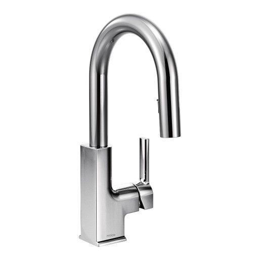 Moen® Sto Chrome One-Handle High Arc Pulldown Bar Faucet-1