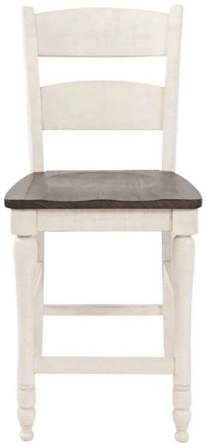 Jofran Inc. Madison County Brown/Vintage White Ladderback Counter Stool-2