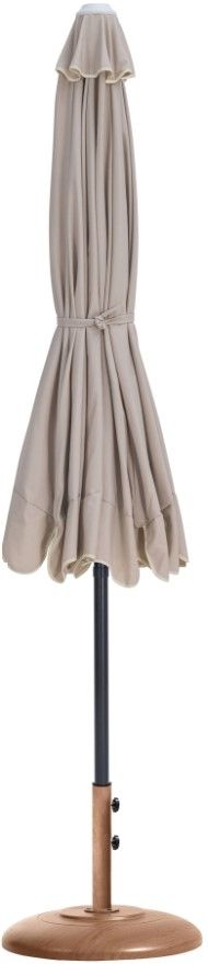 Meridian Furniture Amalfi Beige/Matte Black/Teak Aluminum Outdoor Patio Umbrella and Round Base-1