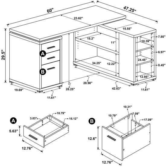 Coaster® Yvette Mango L-Shape Computer Desk-2