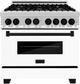ZLINE Autograph Edition 36" Stainless Steel Pro Style Dual Fuel Range with White Matte Door and Matte Black Accents-0