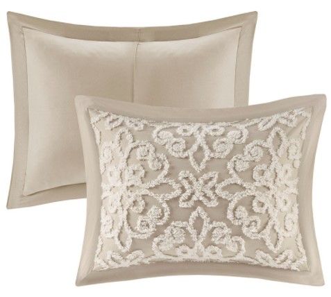Olliix by Madison Park Sabrina 3 Piece Taupe Full/Queen Tufted Cotton Chenille Bedspread Set-1