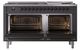 Ilve® Nostalgie II Noblesse 60'' Graphite Matte Pro Style Dual Fuel Range with Burnished Trim-1
