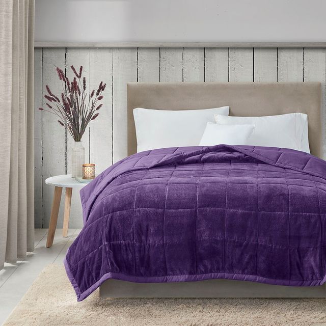 Olliix by Madison Park Coleman Purple Twin/Twin XL Reversible Down Alternative Blanket-4