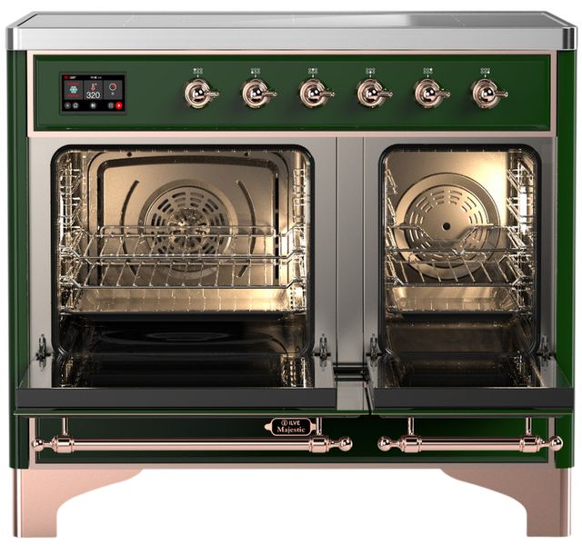 Ilve® Majestic III 40" Emerald Green Pro Style Induction Range with Solid Door and Copper Trim-1